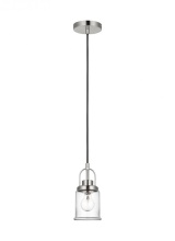 Visual Comfort & Co. Studio Collection 6544701-962 - Anders industrial 1-light indoor dimmable mini pendant in brushed nickel finish with clear glass sh