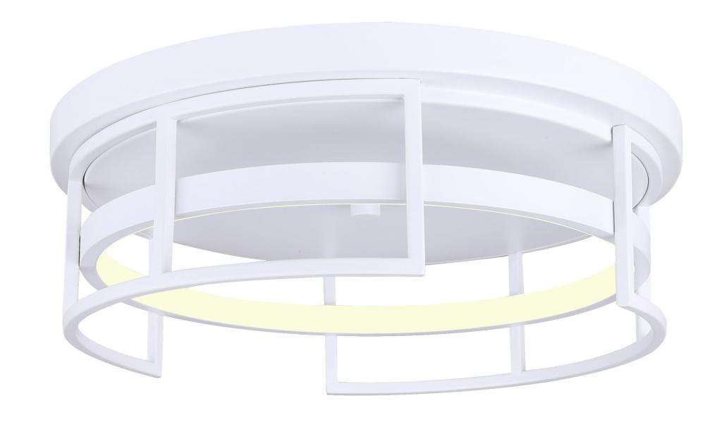 Amora 15 in. 1 Light Integrated LED Matte White Modern Flush Mount with White Metal Shade