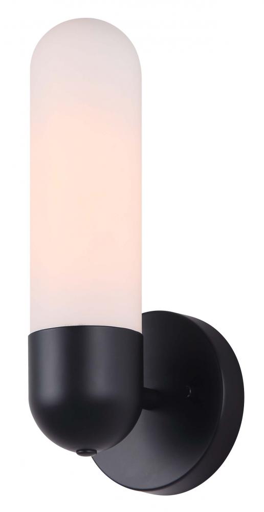 Bevin 4.75 in. 1 Light Matte Black Sconce with Flat Opal Glass Shade