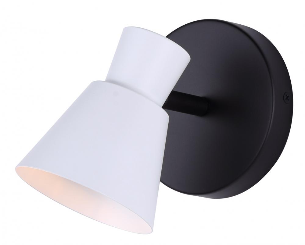 RADLEY 1 Light 4.75 in. Ceiling/Wall Matte Black Track Light Kit with Matte White Metal Shade