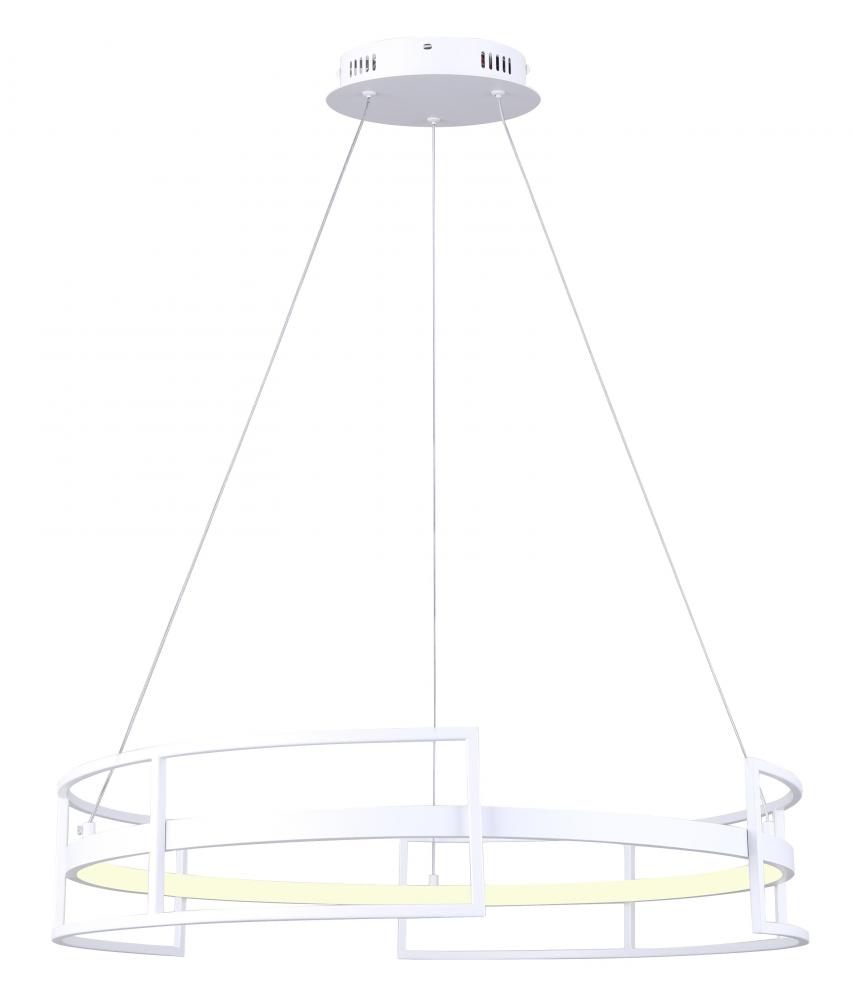 AMORA 1 Light Matte White Modern Chandelier with Integrated LED for Dining Rooms and Living Rooms