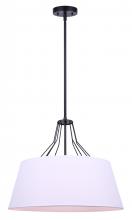 Canarm ICH1075A03BK18 - ANTON, ICH1075A03BK18 -G-, MBK Color, 3 Lt 18inch Width Rod Chandelier, White Fabric Shade