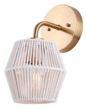 Canarm IVL1120A01GD - Willow 6 in. 1 Light Gold Sconce with White Natural Rope Shade