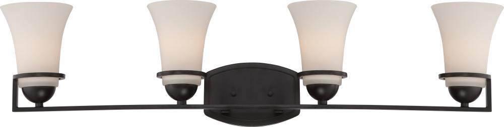 4-Light Vanity Light Fixture in Sudbury Bronze Finish with Satin White Glass