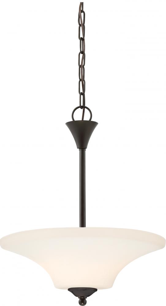 Fawn - 2 Light Pendant with Satin White Glass - Mahogany Bronze Finish