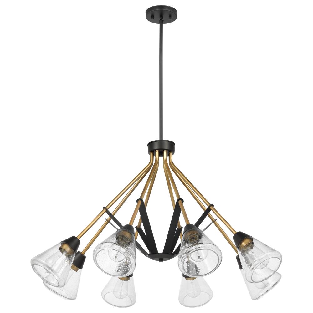 Starlight; 8 Light Chandelier; Medium Base; 60 Watt; Matte Black Finish; Clear Seeded Glass