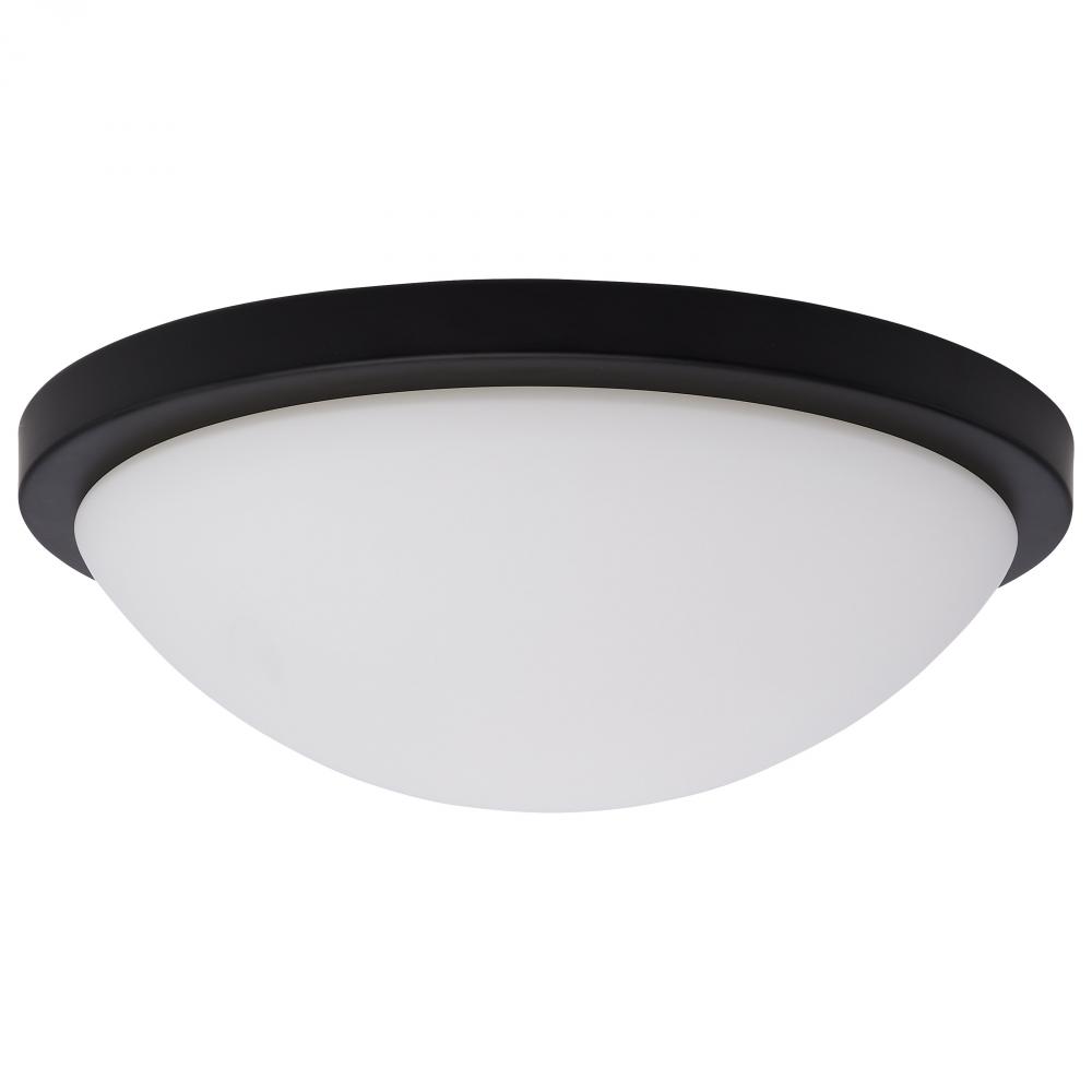 Button; 11 Inch LED Flush Mount Fixture; Matte Black Finish; CCT Selectable; 120 Volts