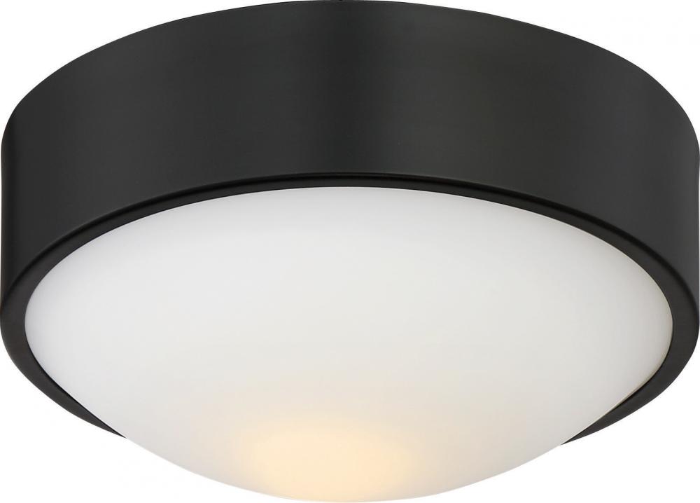 Perk - 9'' LED Flush with White Glass - Aged Bronze Finish