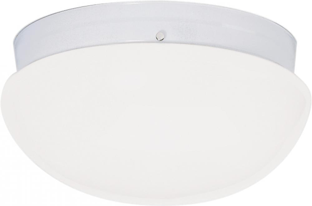 2 Light - 12" Flush with White Glass - White Finish