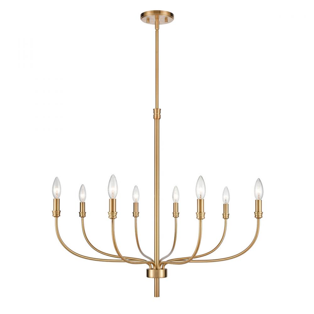 Newland 34'' Wide 8-Light Chandelier - Satin Brass