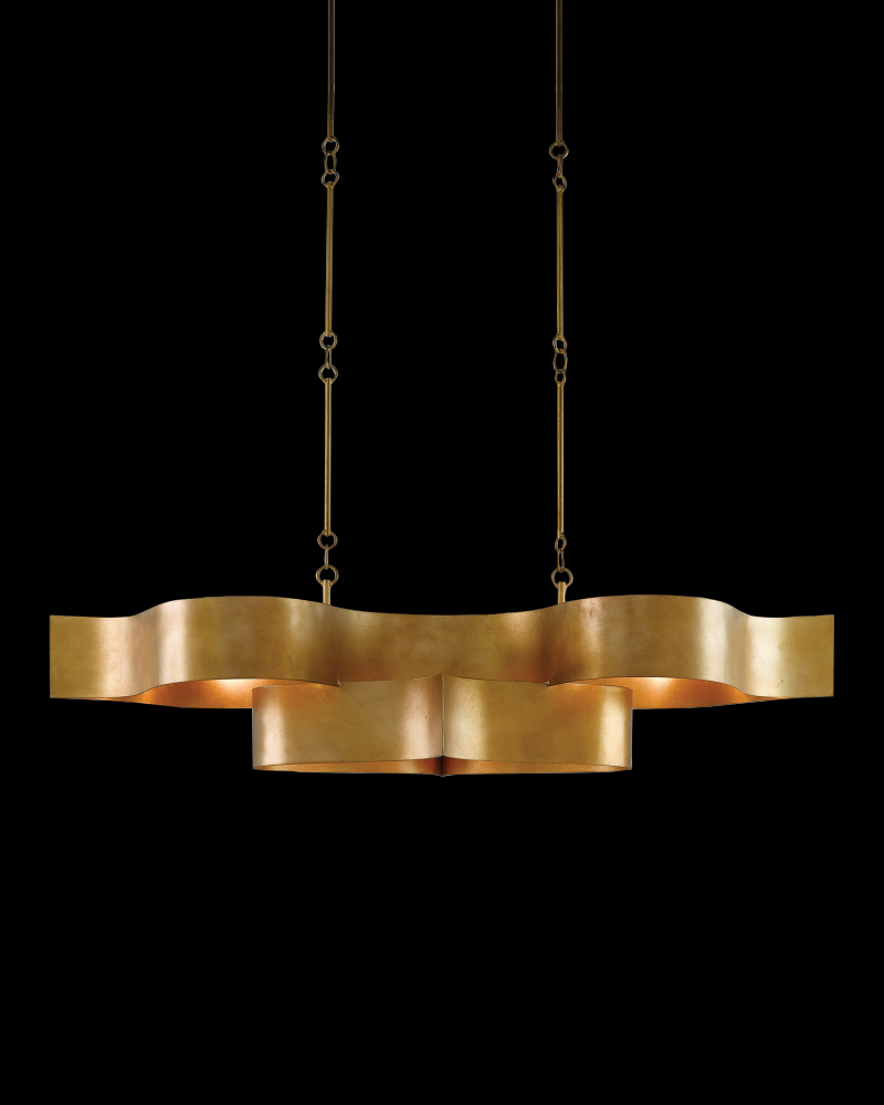 Grand Lotus Gold Oval Chandelier 50"x23.5"