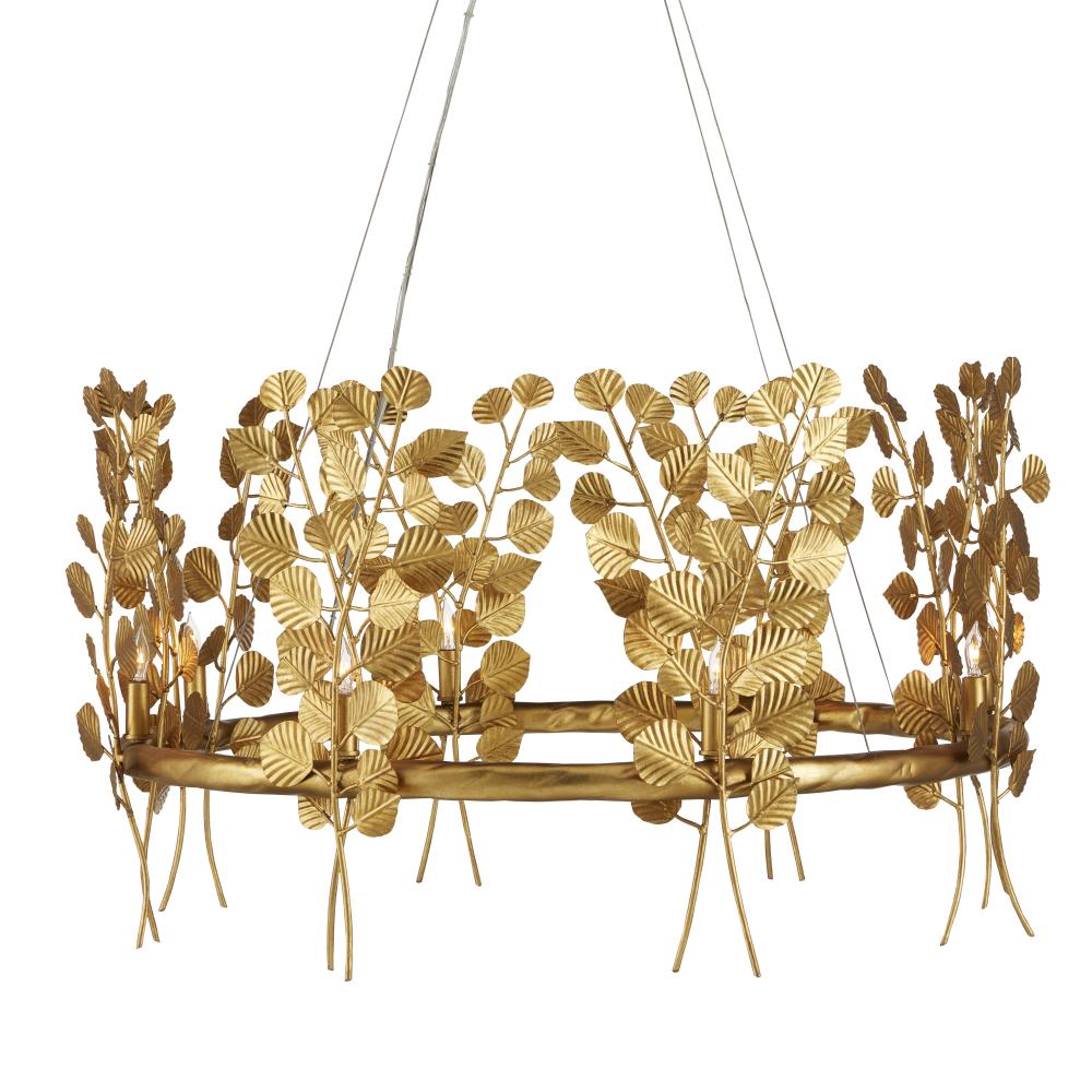 Golden Eucalyptus Round Chandelier